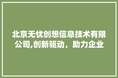 北京無憂創想信息技術 以創新為引擎，賦能企業數字化轉型